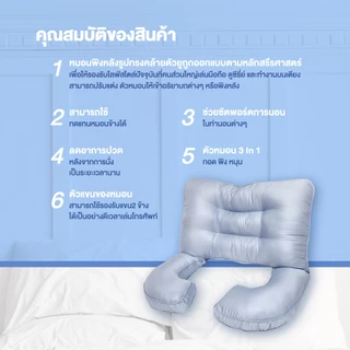 MIDORI Home หมอนพิงอเนกประสงค์รูปตัว U ขนาด 19x29 นิ้ว