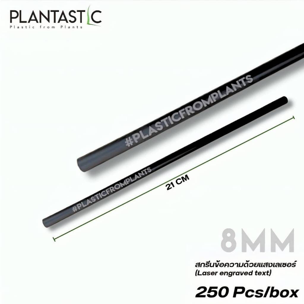 หลอดไบโอ ผลิตจากพืช ขนาด 8x210MM 250 ชิ้น/กล่อง ย่อยสลายได้ Straws 8*210MM Biodegradable/Compostable