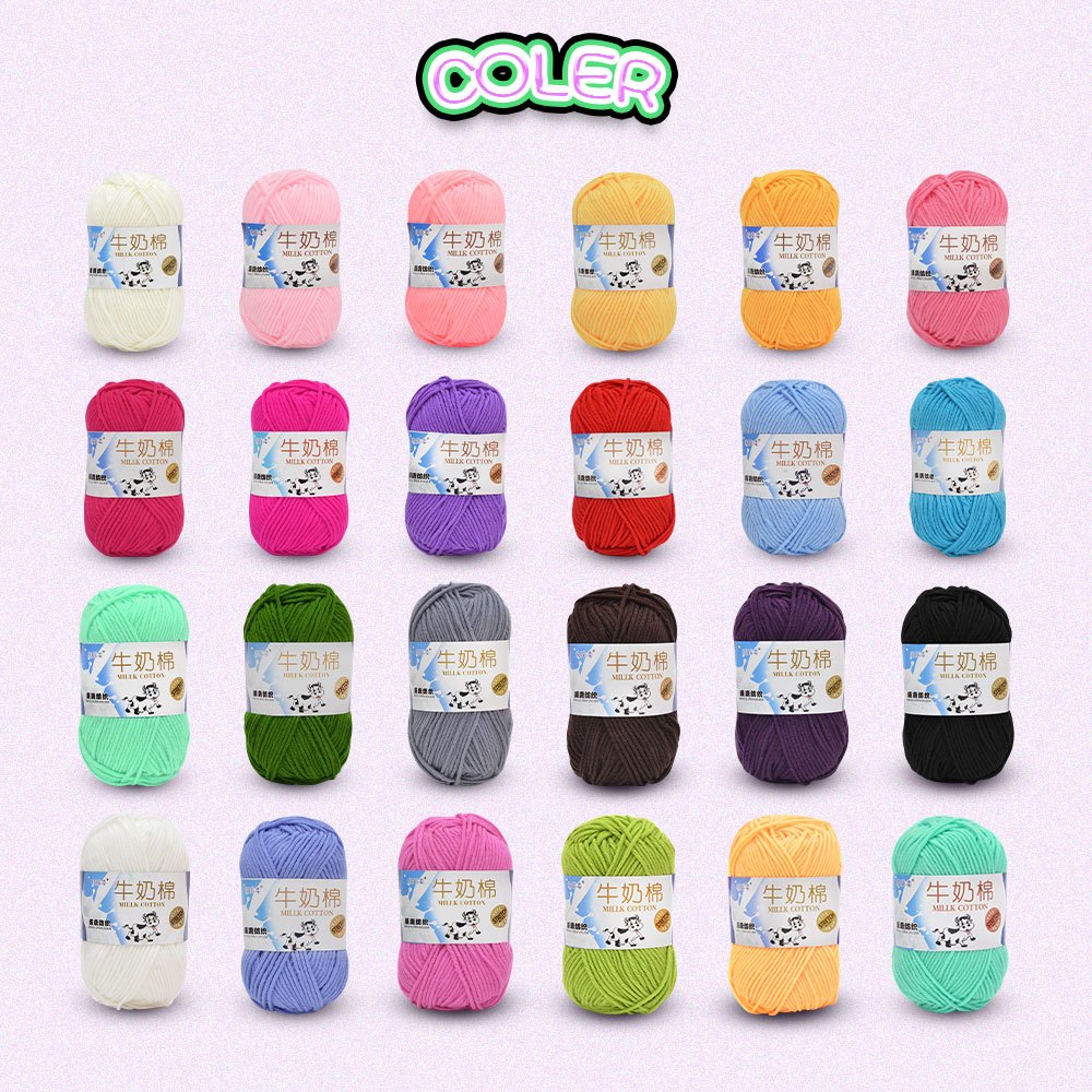 พร้อมส่งจากไทย！！ไหมพรมคอตตอนนม น้ำหนัก50กรัม ไหมพรม 5ply milk cotton yarn - รูปที่ 5