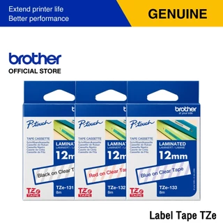 Brother Label Tape TZE เทปพิมพ์อักษร เคลือบพลาสติก เคลือบลามิเนต ขนาด 12 มม. | เทปแท้ กันน้ำ ทนสารเคมี ทนอุณหภูมิ