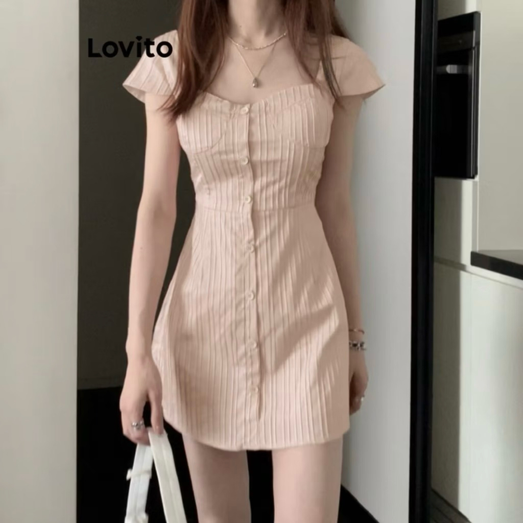 เดรสสีชมพูอ่อน แบรนด์Lovito