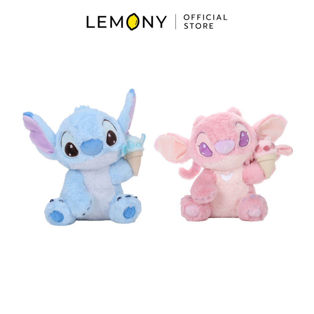 LEMONY ตุ๊กตาสติช&แองเจิล แบบนั่งถือไอศกรีม ขนาด 23CM Stitch Starry Ice Cream Collection