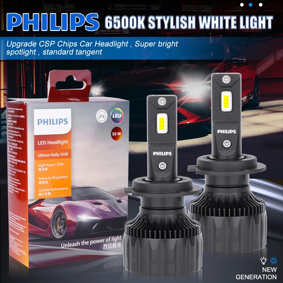 หลอดไฟหน้ารถยนต์ LED Philips Ultinon Rally 3550, 3590 6500K 12V/24V สีขาว ของแท้ ประกัน 1 ปี