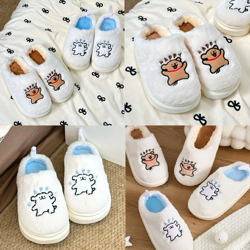 🍎รองเท้า Maltese มอลทีส น่ารัก สลิปเปอร์ขนนุ่ม รองเท้าใส่ในบ้าน รองเท้าน่ารัก สไตล์เกาหลี 49077