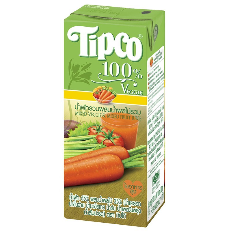 [เเพ็ก3] TIPCO น้ำผักรวมผสมน้ำผลไม้รวม Mixed Vegetable & Mixed Fruit 100% ขนาด 200 มล.