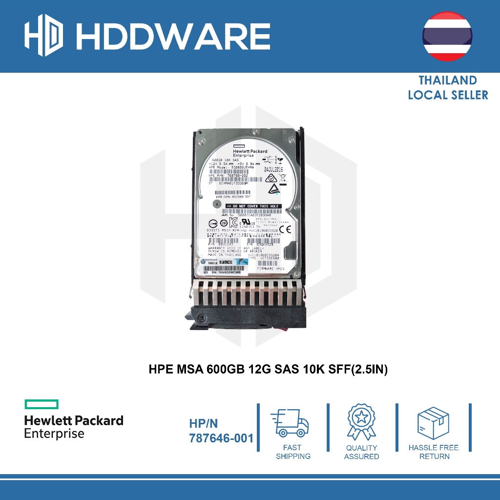 HPE MSA 600GB 12G SAS 10K SFF 2.5" DP ENT HDD // J9F46A // 787646-001