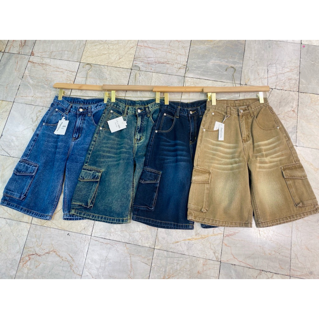 กางเกงยีนส์ทรง 5 ส่วน กระเป๋าคาร์โก้ ผ้าไม่ยืด ทรงสวย - รูปที่ 6