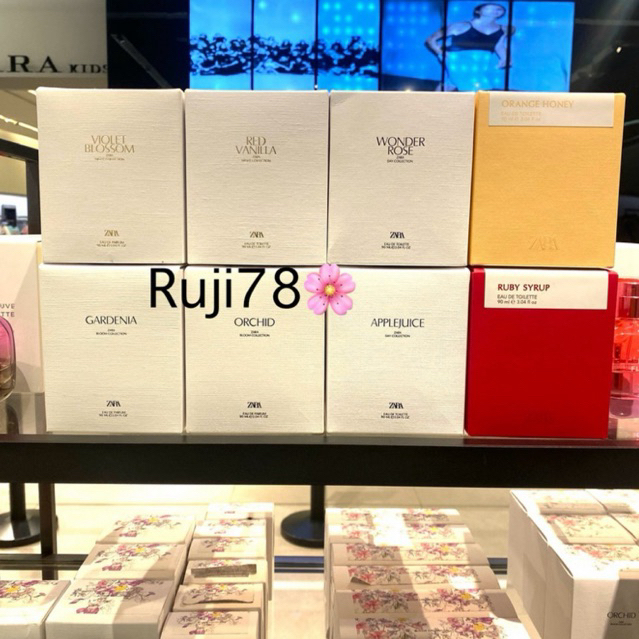 Update 2025 น้ำหอมผู้หญิง Zara 90 ml Red Vanilla Pink Flambé Femme Orchid Gardenia Apple Juice etc.