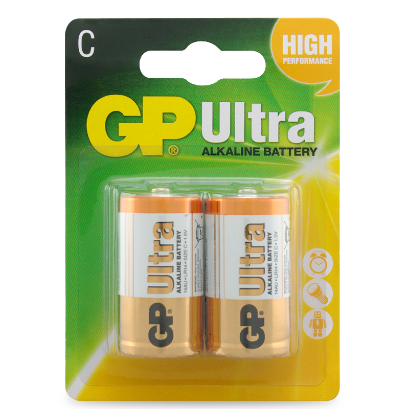 GP Ultra Alkaline Battery Size C 1.5V 14AU LR14 1แพ็ค 2ก้อน