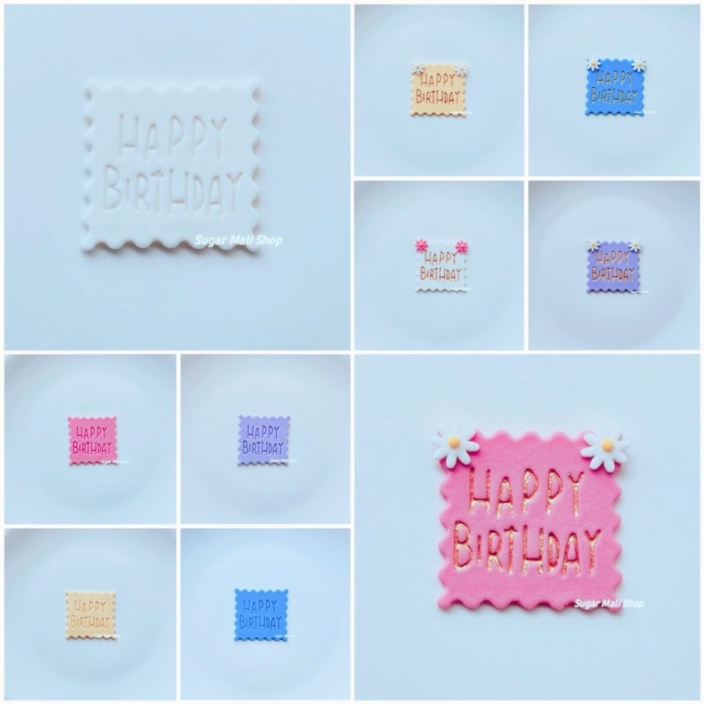 ป้ายHappyBirthdayป้ายน้ำตาลกัมเพสวันเกิด ตกแต่งหน้าเค้ก มีให้เลือกหลายสีทั้งธรรมดาและตกแต่งสวยงาม ราคาต่อ1ชิ้นทานได้ค่ะ