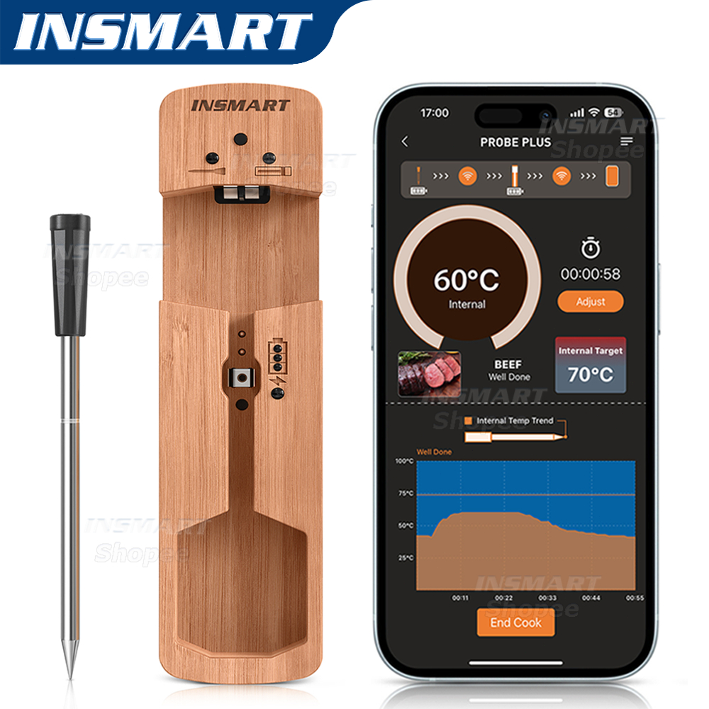 INSMART เครื่องวัดอุณหภูมิอาหารเนื้อดิจิตอลอ่านทันทีพร้อม สําหรับย่างครัวเตาอบบาร์บีคิวทําอาหาร