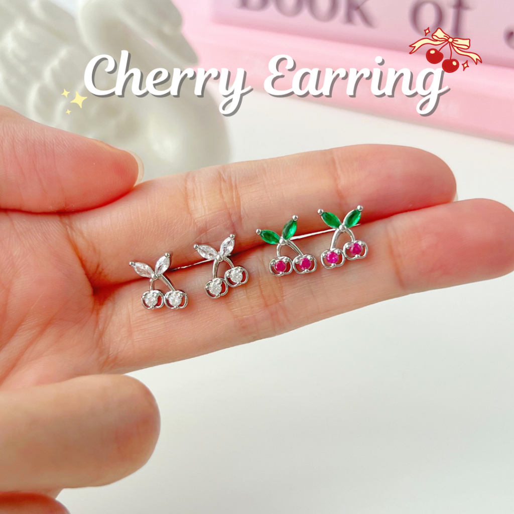 Cherry Earring 🍒✨ ต่างหูเชอร์รี่ ต่างหูน่ารัก ต่างหูสไตล์เกาหลี nood.bkk