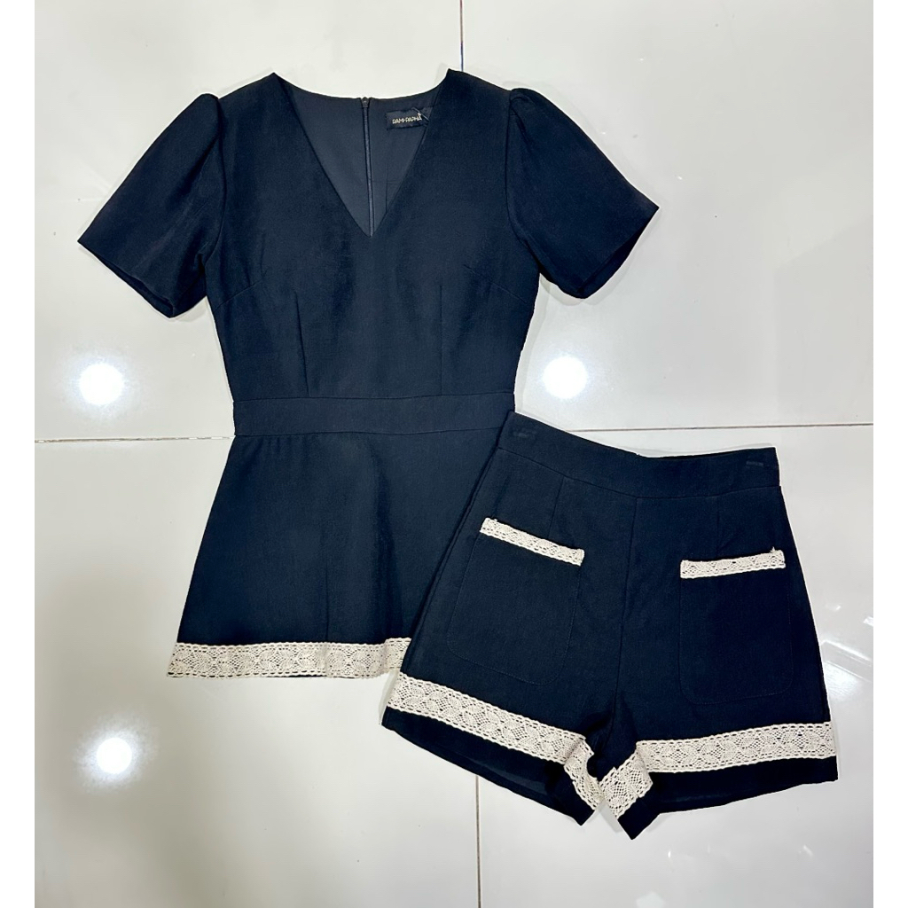 พร้อมส่ง XS-XL แนะนำ+1ไซ้⚡️RM 5923 [หลุดQC]ชุดเซตสีดำ แต่งลูกไม้**บางจุดอัดกาวมาไม่สวย แทบมองไม่เห็น‼️ไม่มีผลในการสวมใส่