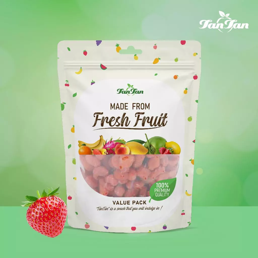 สตรอเบอร์รี่อบแห้ง สูตรน้ำตาลน้อย Dried Strawberry Low Sugar