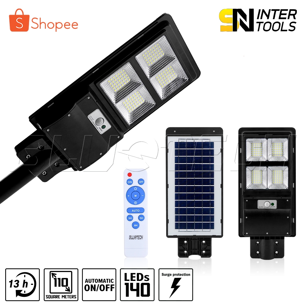 [ลดพิเศษ] Bluetech USA ไฟโซล่าเซลล์ ไฟถนนโซล่าเซลล์ Solar Street Light Solar Cell ขนาด 150 วัตต์ สีข