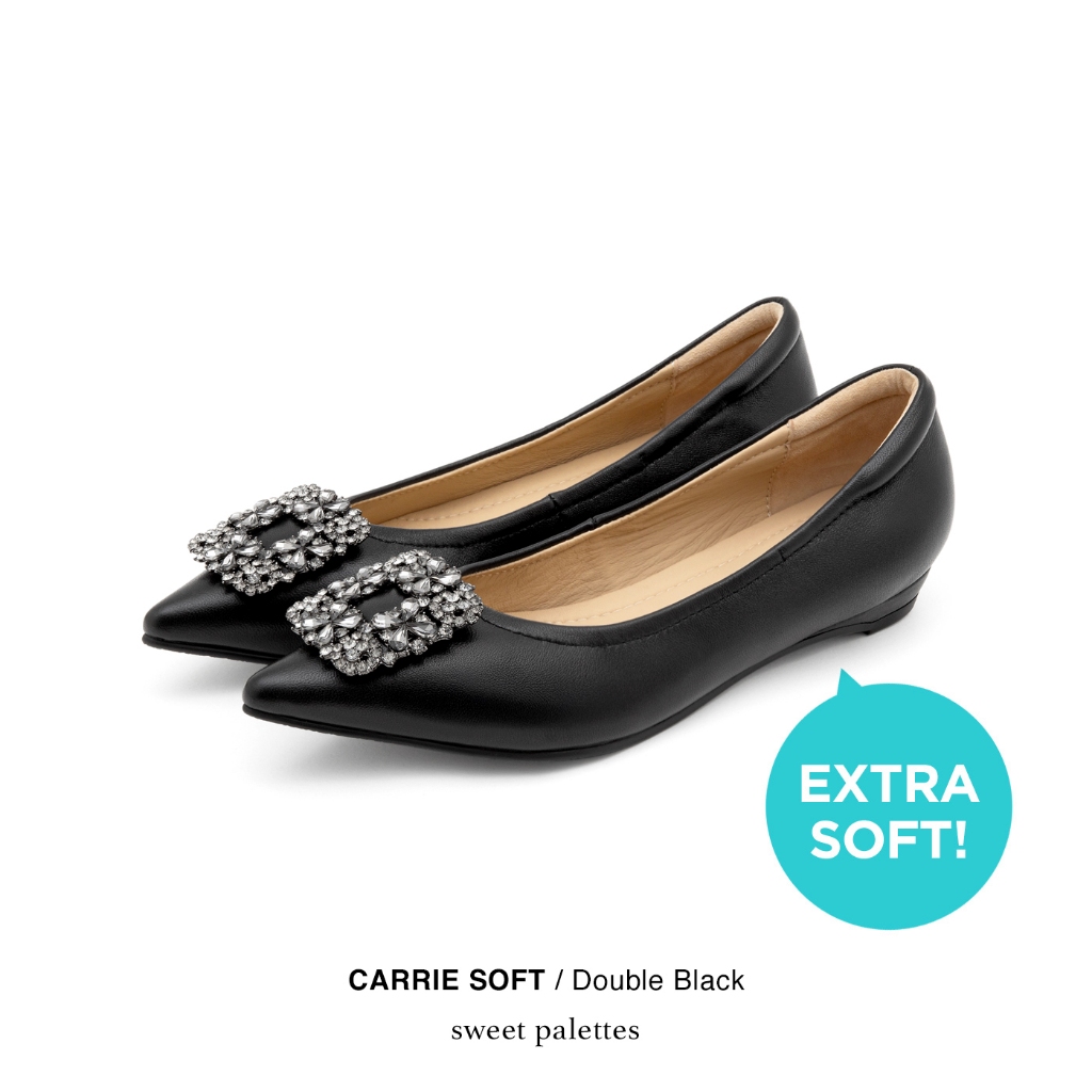 Sweet Palettes รองเท้าหนังแกะ Carrie Soft Double Black