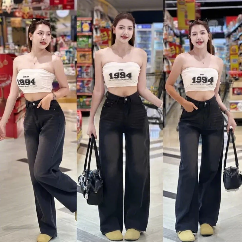 919JEANS กางเกงยีนส์ผู้หญิง เอวสูง สีฟ้าซีดจาง thumbnail 4