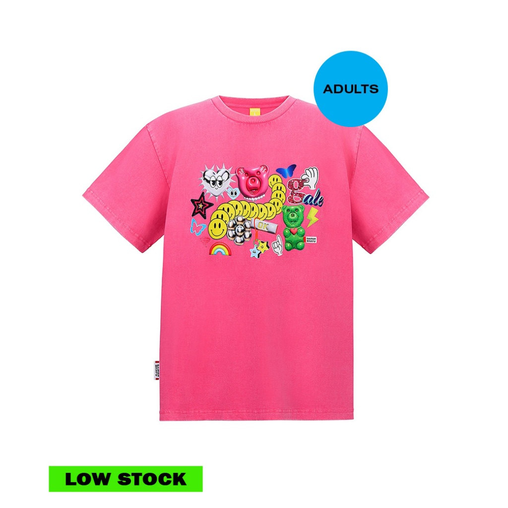 (DROP 7) STICKER CLUB T-SHIRT - PINK (ADULTS)