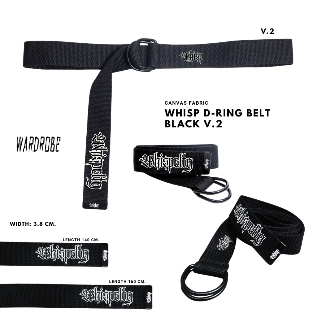 เข็มขัดห่วงคู่ สายผ้า Canvas ผ้าหนา สัมผัสนุ่มสบาย WHISP D-RING BELT - BLACK V.2