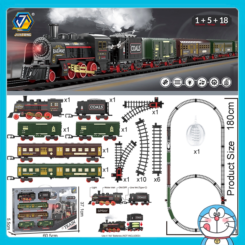 รถไฟเด็ก รถไฟโบราณ หัวรถไฟวิ่งราง ของเล่นรถไฟโบราณ รางรถไฟ รถ ไฟ ไอน้ำ ย้อนยุค  ของเล่นเด็กชาย