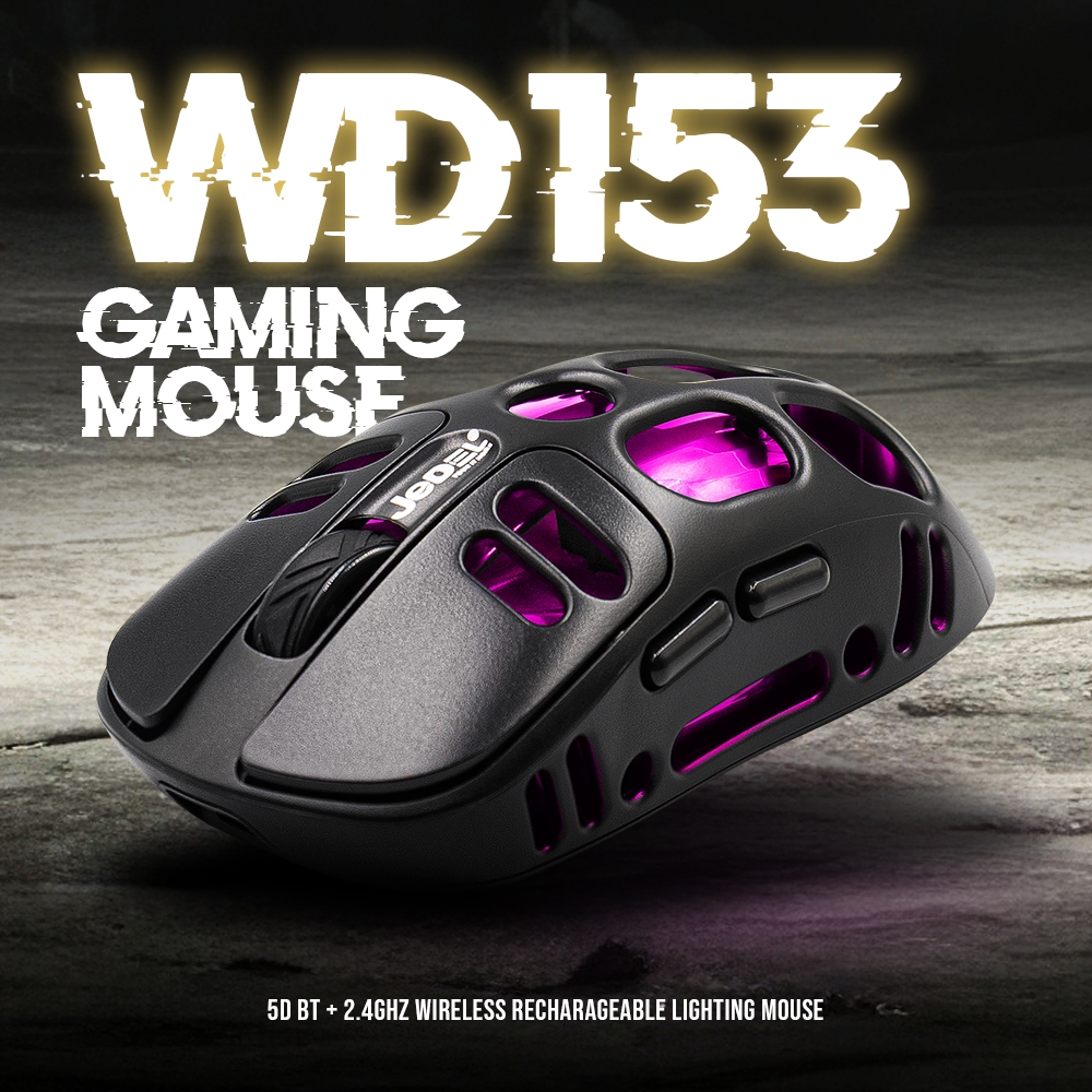 [เก็บโค้ดส่งฟรี] JEDEL  WD153 เมาส์เกมมิ่ง เมาส์ไร้สาย Dual Mode BT + 2.4GHz แบตอึด เมาส์มีไฟRGB เล่นเกมลื่น DPI ปรับได้