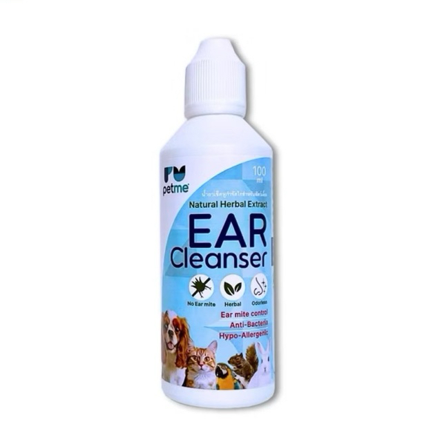 Petme: Ear Cleanser [แท้100% แพ็กเกจใหม่! น้ำยาเช็ดหู สูตรกำจัดไรในหู สำหรับสัตว์เลี้ยงทุกชนิด (My-Mine Ear Lotion)