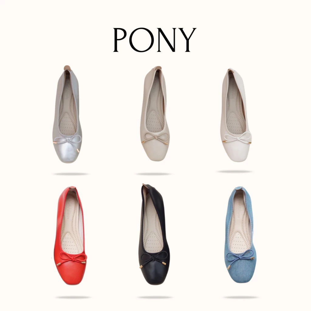 Pony [ ลดพิเศษ Payday ] คัชชูหนังแกะเทียมนิ่ม x2 พื้นนิ่มมาก งอได้ // ไม่ซับใน พื้นเรียบ