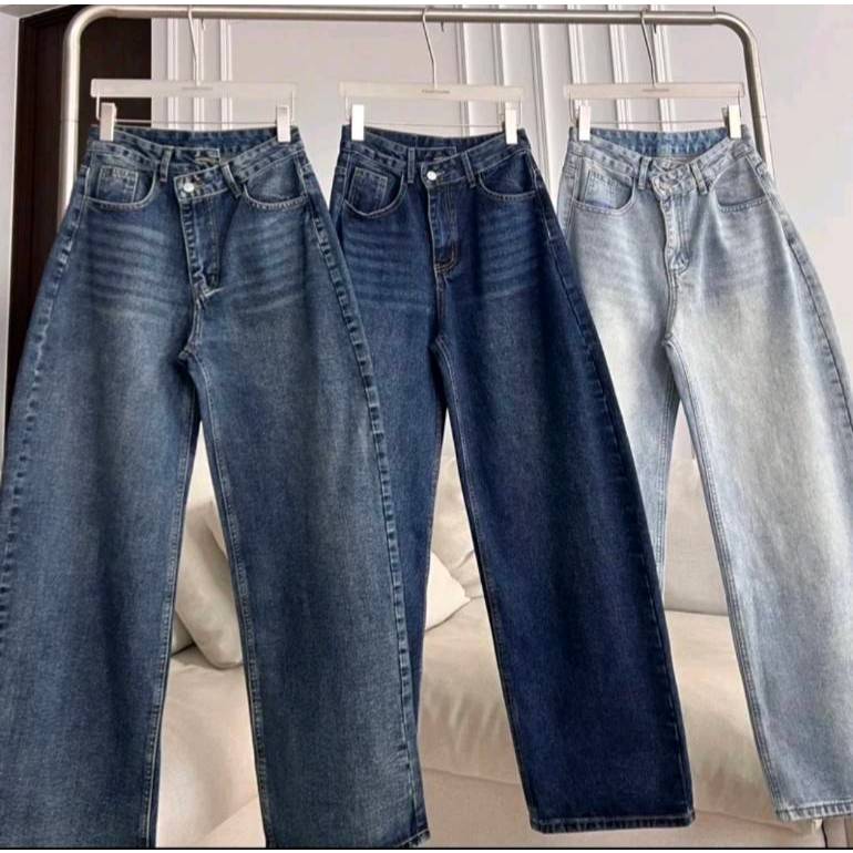 PTJ30236 Bubble Barrel Mid-rise กางเกงยีนส์ PROMTHONG