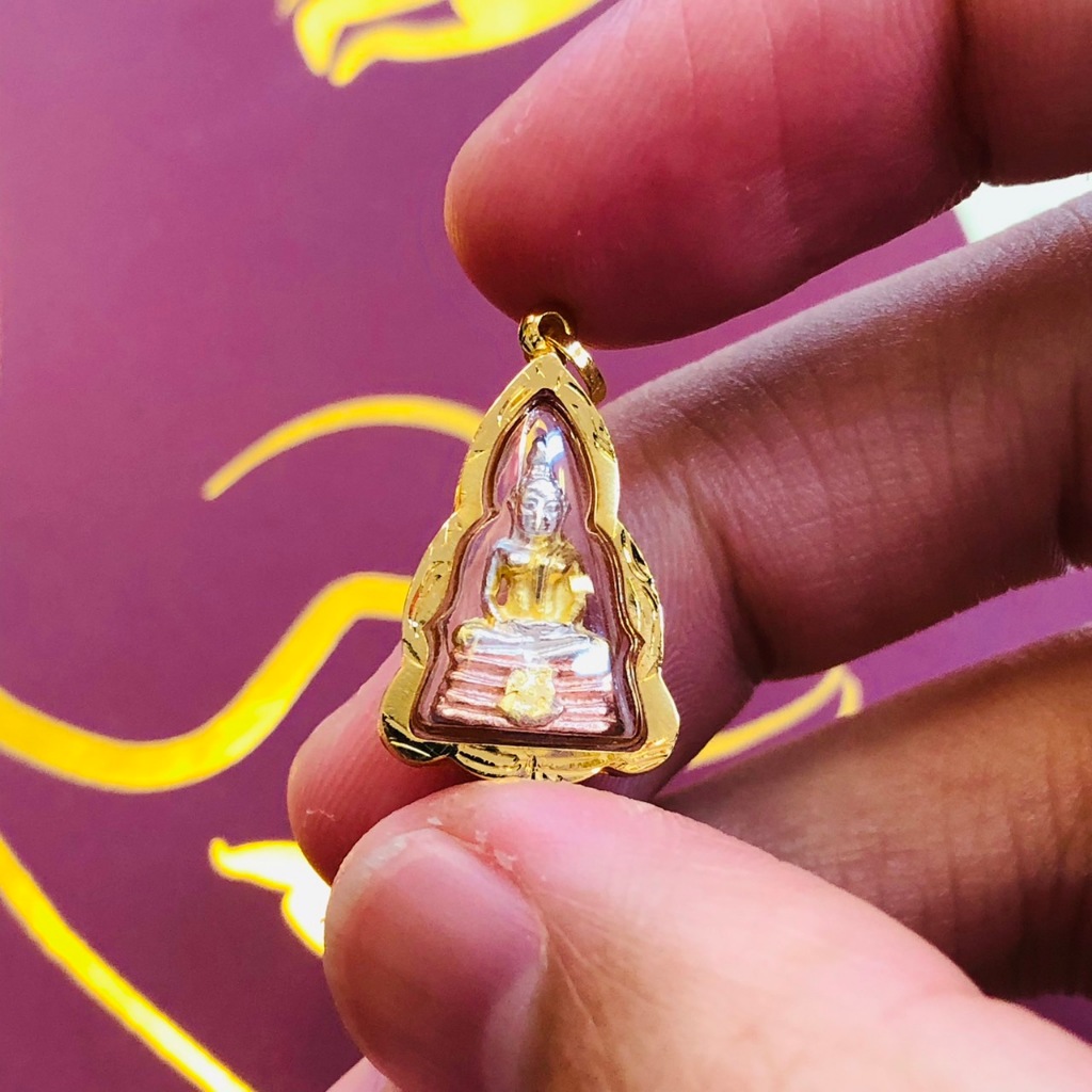 จี้หลวงพ่อโสธร ลายกนกเล็ก กรอบทองแท้90%