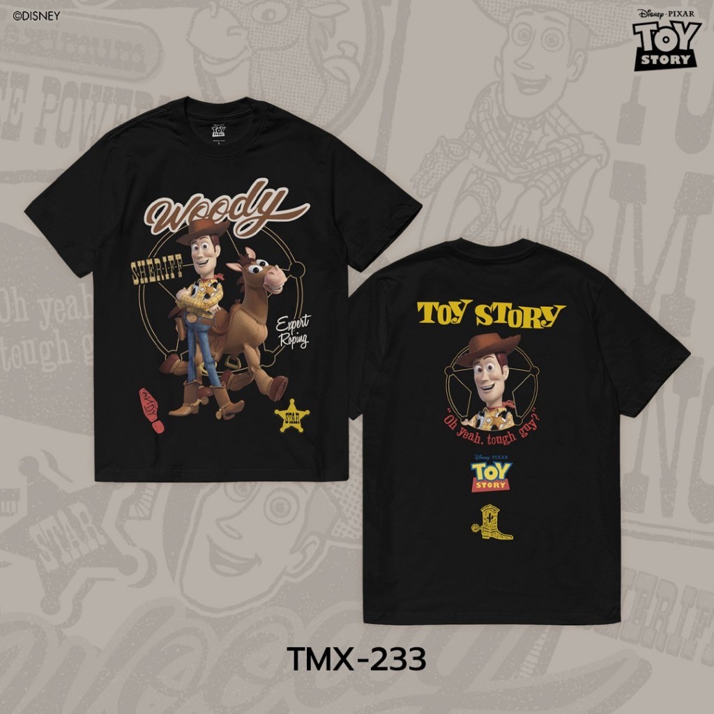 Power 7 Shop เสื้อยืดการ์ตูน ลาย "วู้ดดี้" จาก "Toy Story" ลิขสิทธิ์แท้ DISNEY “เทคนิคพิเศษ“(TMX-233)