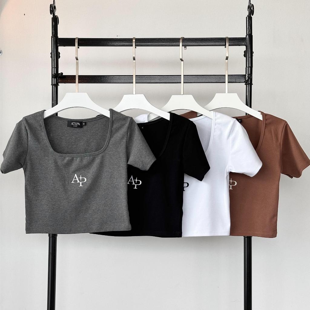 Atipa - Trissy Crop เสื้อครอปคอยูผ้ายืดนุ่มเด้ง ปัก Atipa