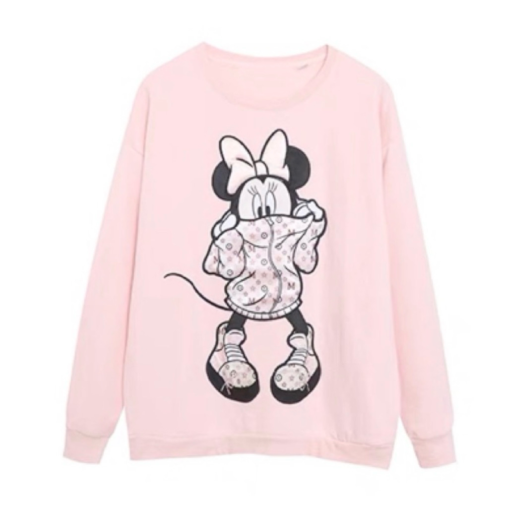 Minnie mouse Pink sweatshirt  🌸แบรนด์ Disney Delta 🌸 LV fashion (TS526)