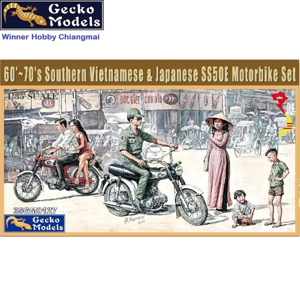 Gecko Models 35GM0127 Southern Vietnamese, Japanese Motorbike 1/35 Plastic Scale Model Kit โมเดลทหาร