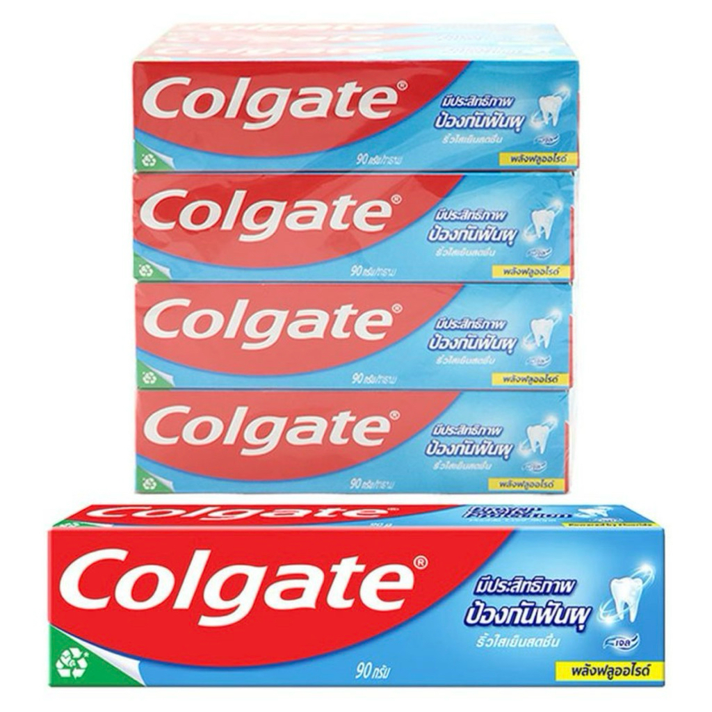 คอลเกต ยาสีฟัน ริ้วใส เย็นสดชื่น 90กรัม (12หลอด) แปรงฟัน ยาสีฟัน