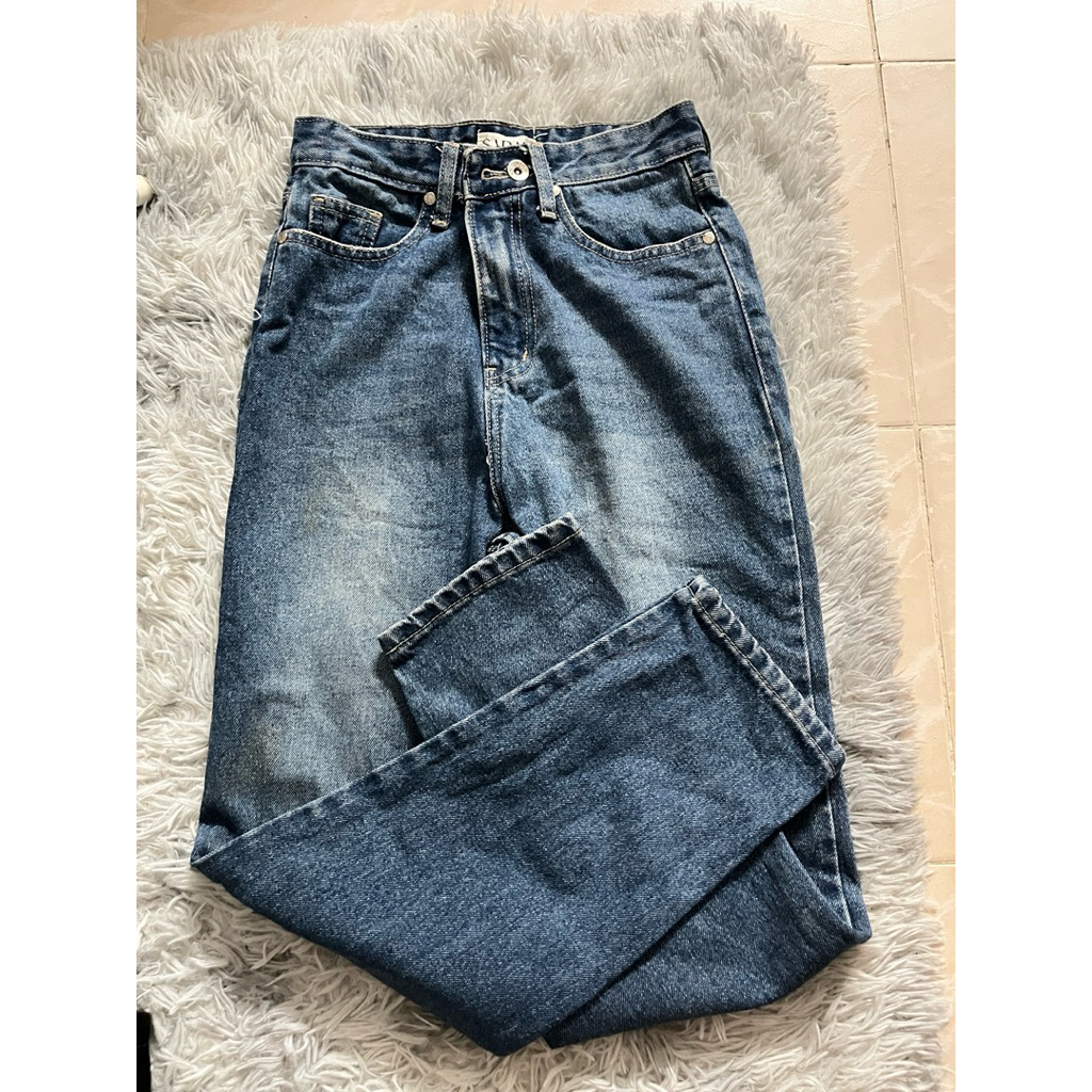 ยีนส์SARAN กางเกงยีนส์ทรงเดฟกึ่งบอย size S เอว 26 นิ้ว มือสอง