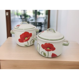 INDRA CERAMIC หม้อโบราณและปิ่นโต ลายป๊อปปี้ เซรามิกเข้าไมโคร…