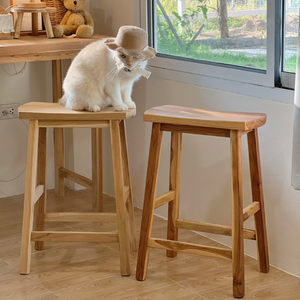 เก้าอี้สตูลสูง 60 CM เก้าอี้ไม้สัก  เก้าอี้สตูล สตูล เก้าอี้ - รูปที่ 3