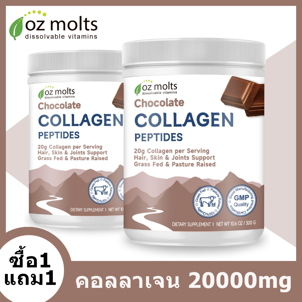 Ozmolts Collagen Powder Chocolate คอลลาเจน การบำรุงรักษาข้อต่อ Beauty ปรับปรุงผิว Collagen 300g