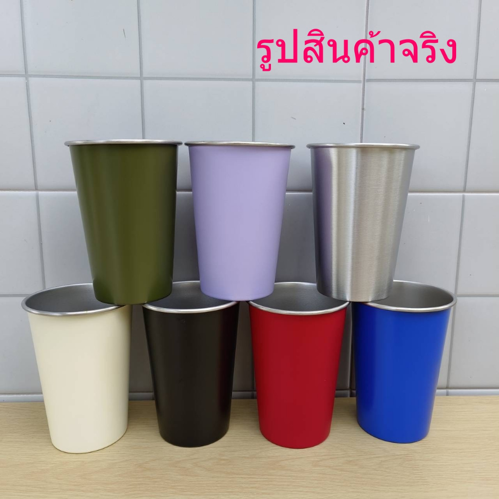 ( ขนาด 350 ,500 ML) แก้วแสตนเลส 304 อย่างดี แข็งแรง ทนทาน ไม่ลอก ไม่ดำ-SUS304