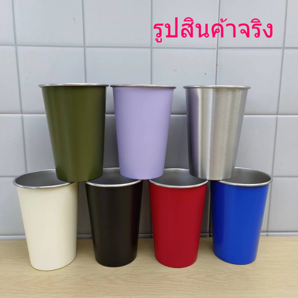 ( ขนาด 350 ,500 ML) แก้วแสตนเลส 304 อย่างดี แข็งแรง ทนทาน ไม่ลอก ไม่ดำ-SUS304