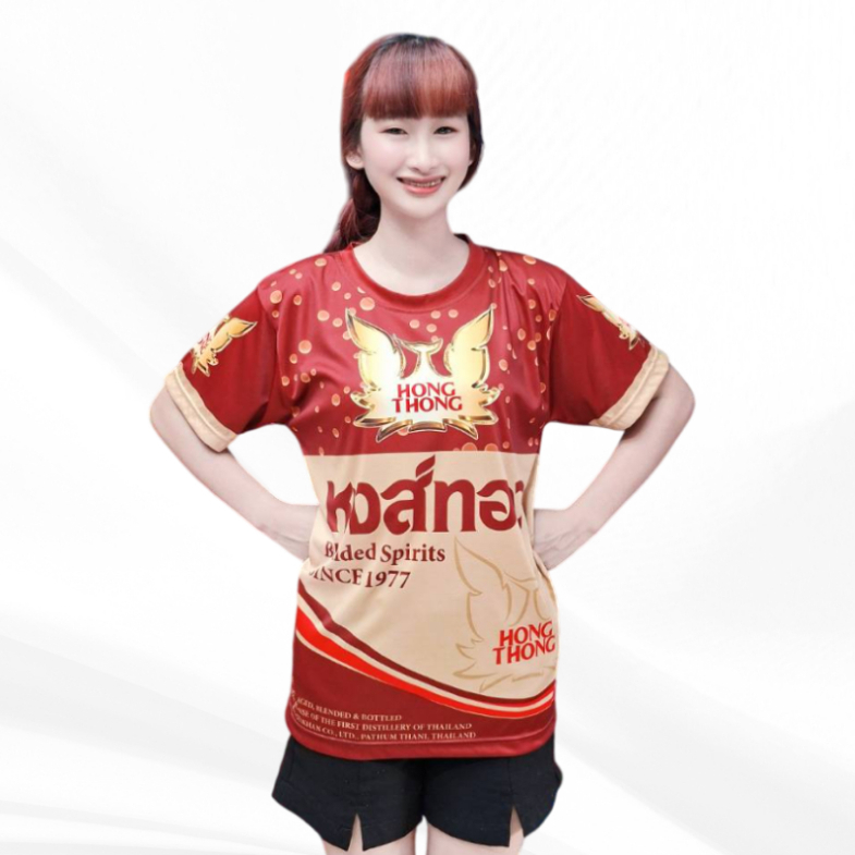 เสื้อยืดลาย HONG THONG สุดเท่ หงษ์ทอง เสื้อกีฬาแขนสั้น ลายกระแสติดเทรนด์ ชายและหญิง ผลิตโรงงานไทย