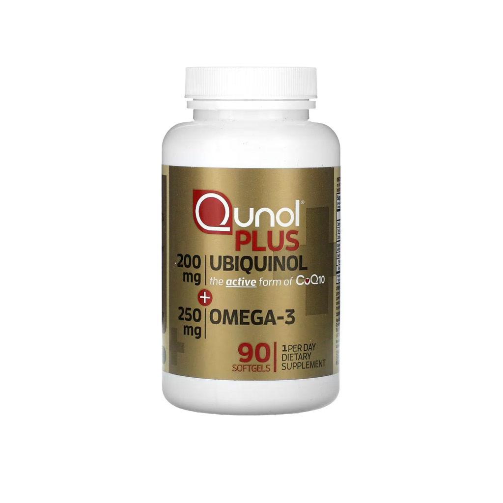 Qunol  ubiquinol 200 mg + omega 3 250 mg จำนวน 90 เม็ด