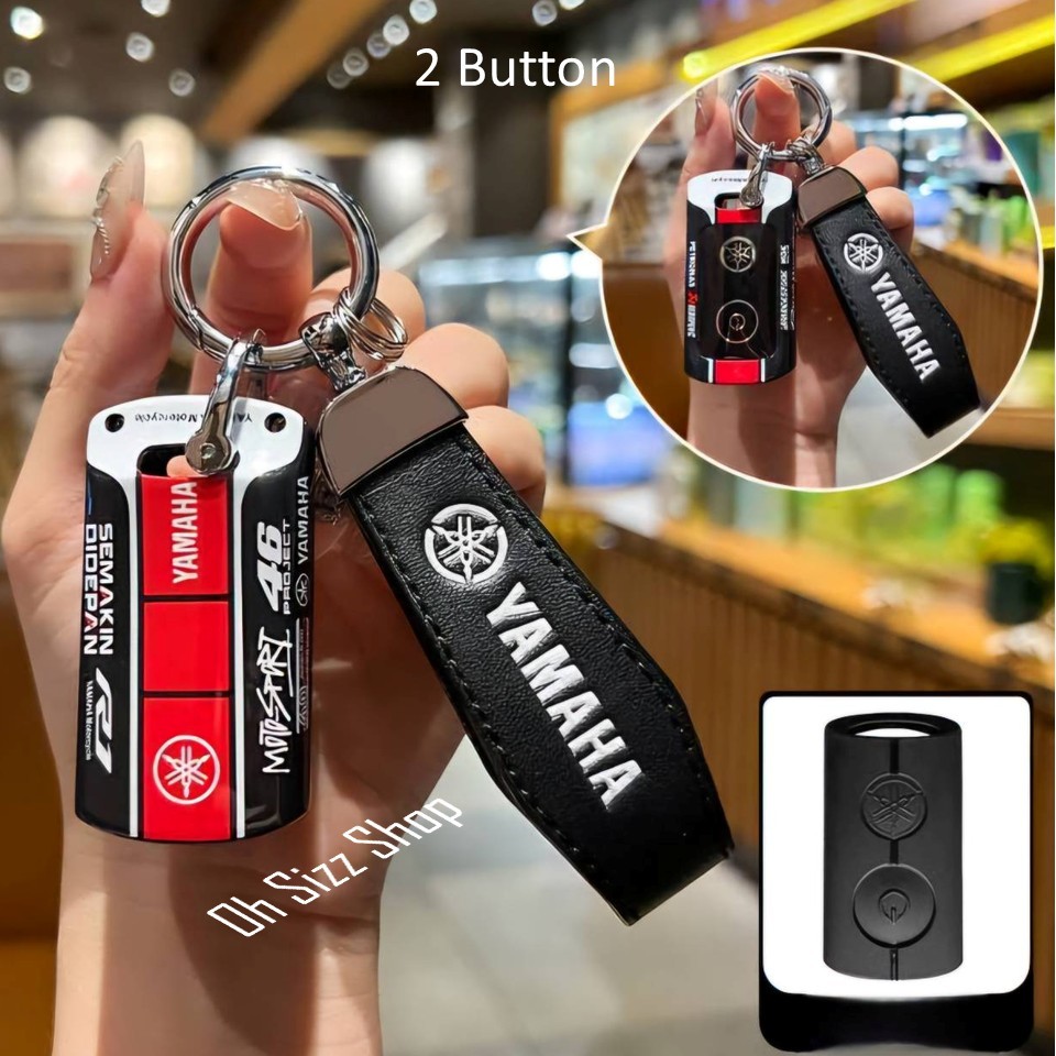 เคสรีโมทรถมอเตอร์ไซต์ Yamaha XMAX  2 ปุ่ม  ลายเคฟล่า 2021  (ABS Key Cover with Colorful Silicone Push button Guard) - รูปที่ 6