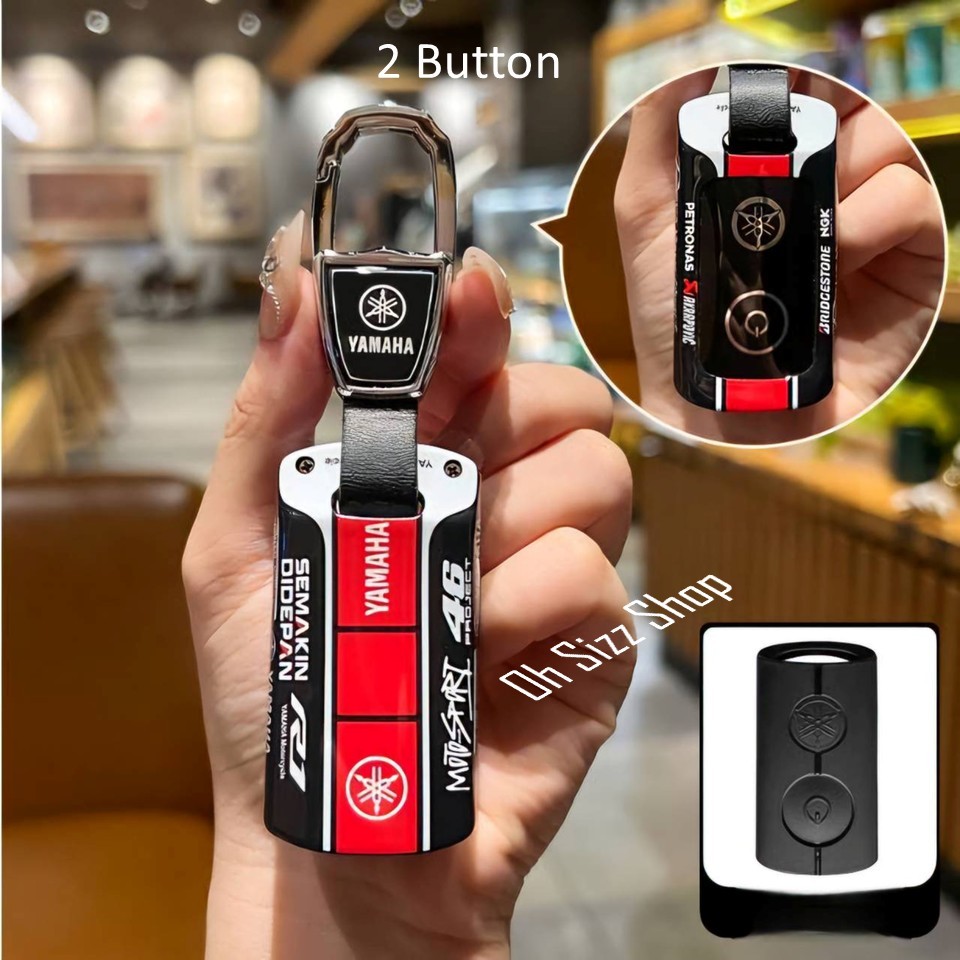 เคสรีโมทรถมอเตอร์ไซต์ Yamaha XMAX  2 ปุ่ม  ลายเคฟล่า 2021  (ABS Key Cover with Colorful Silicone Push button Guard) - รูปที่ 7