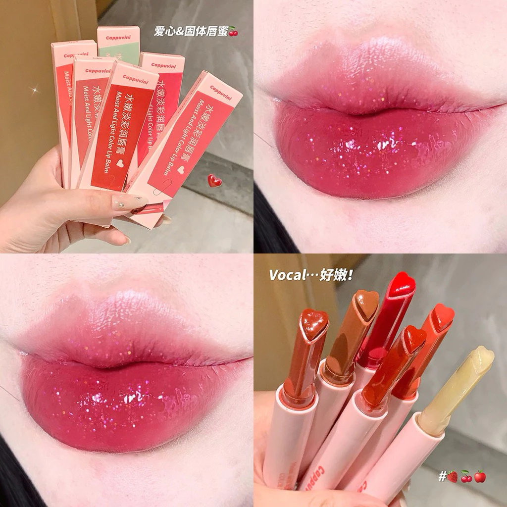 NO.A61 Cappuvini ลิปกลอสหัวใจ เนื้อเจลลี่ ฉ่ำวาว สีสวย กันน้ํา ให้ความชุ่มชื้น 6 สี