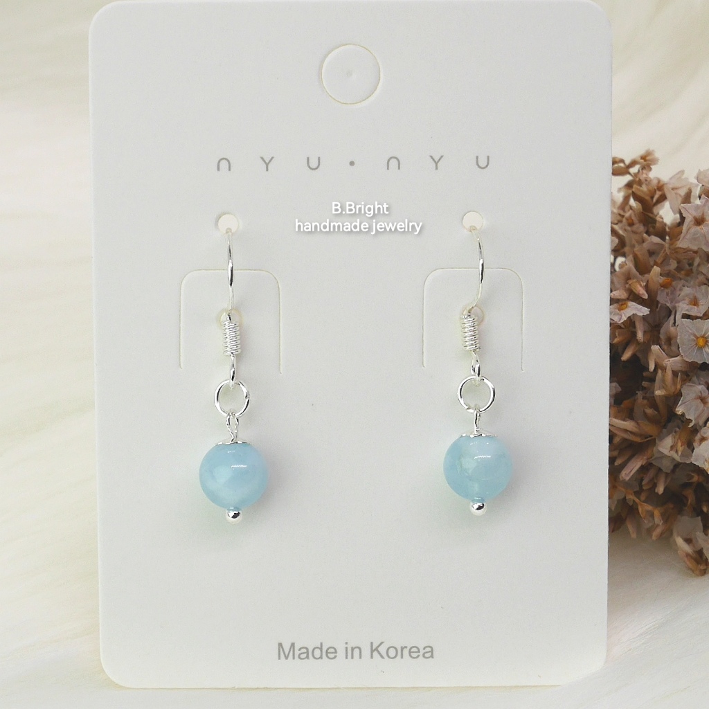 ต่างหูหินนำโชค หินอความารีน 6-6.5 มม. แท้ 100% งานทำมือ พร้อมส่งค่ะ ราคา ถูกที่สุด ดีลบีเคเค แกลเลอรีภาพที่ 2
