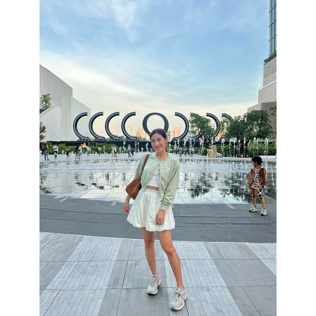 คาร์ดิแกนโอเวอร์ไซส์ ผ้าไหมพรมนุ่มๆ กระดุมโบว์ ปักหัวใจ Rika