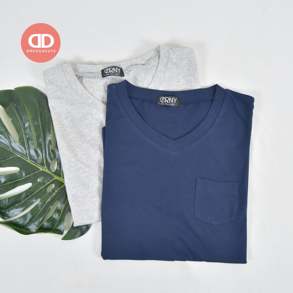 พร้อมส่ง 1106 เสื้อยืด แขนสั้นคอวี สีพื้น ผ้านิ่มมากก♕♕