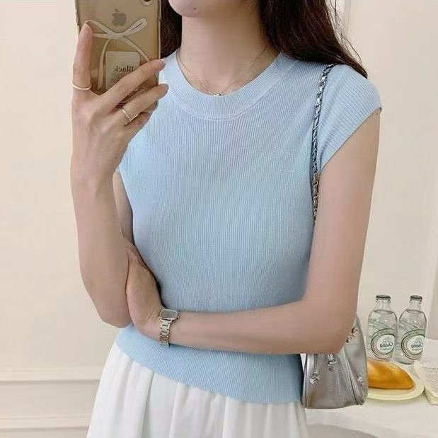 ฤดูร้อนสไตล์ใหม่ผ้า แขนสั้น ฟรีไซส์ สไตล์อเนกประสงค์ สวมใส่สบาย คอกลม จัดส่งจากกทม