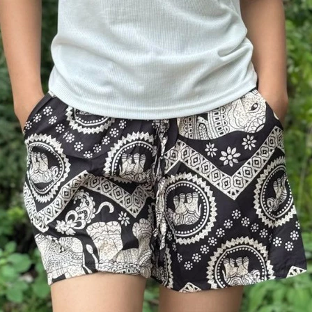 ขาสั้นลายช้างขายดี ผ้านิ่ม ไม่บาง ใส่ได้ทั้งชายหญิง รหัส 217
